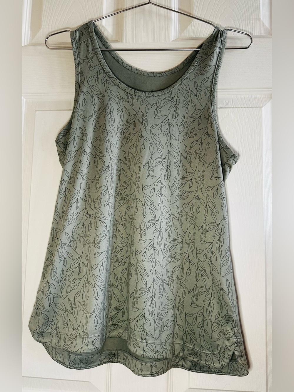 Ascend Light Muted Green Tank with Subtle Leaf Motif